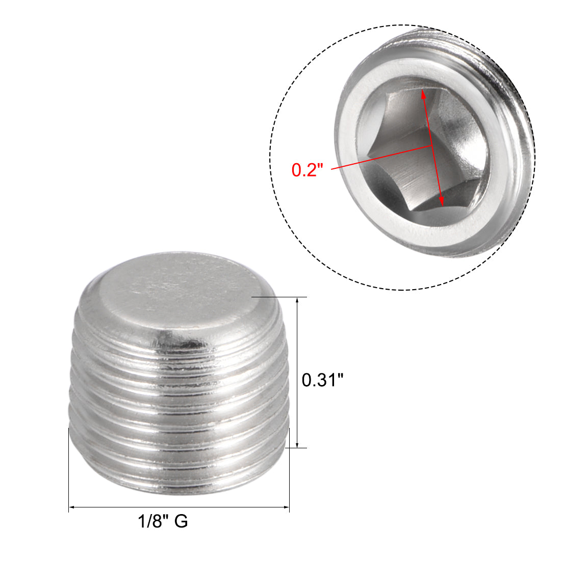 Uxcell Uxcell Hex Counter Sunk Plug, Air Pipe Fitting 1/2 Inch G Male Pipe Adapter Connector 10pcs