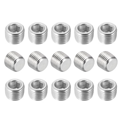 Harfington Uxcell Hex Counter Sunk Plug, Air Pipe Fitting 1/8 Inch G Male Pipe Adapter Connector 15pcs