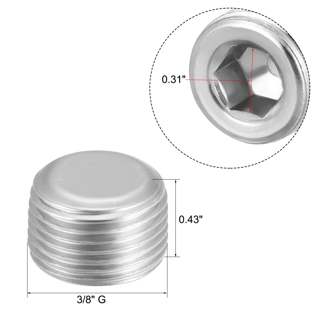 Uxcell Uxcell Hex Counter Sunk Plug, Air Pipe Fitting 1/2 Inch G Male Pipe Adapter Connector 10pcs