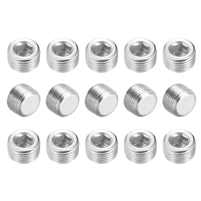 Harfington Uxcell Hex Counter Sunk Plug, Air Pipe Fitting 1/8 Inch G Male Pipe Adapter Connector 15pcs