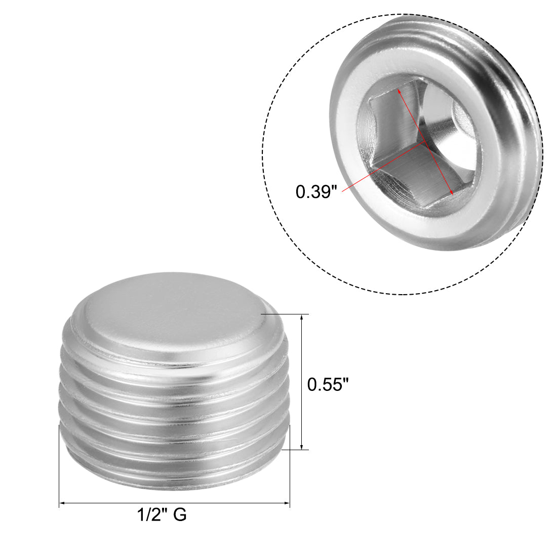 Uxcell Uxcell Hex Counter Sunk Plug, Air Pipe Fitting 1/2 Inch G Male Pipe Adapter Connector 10pcs