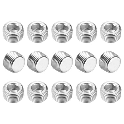 Harfington Uxcell Hex Counter Sunk Plug, Air Pipe Fitting 1/8 Inch G Male Pipe Adapter Connector 15pcs