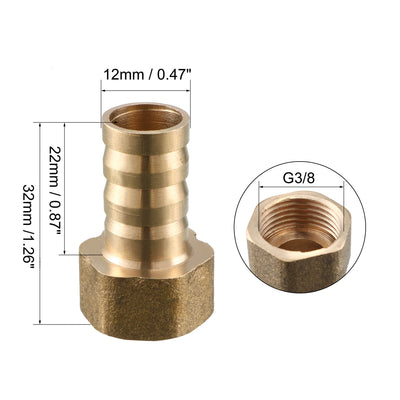 Harfington Uxcell 2Stk. Messing Schlauchtülle Anschlussstück 12mm Barb 3/8G Innengewinde Rohradapter