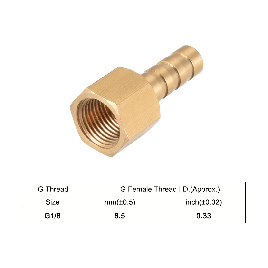 uxcell Uxcell Brass Barb Hose Fitting Connector Adapter 6mm Barbed x G1/8 Female Pipe 5pcs