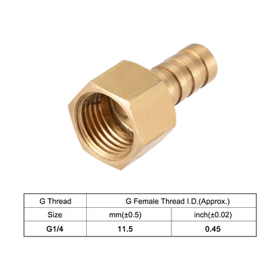 Harfington Uxcell Brass Barb Hose Fitting Connector Adapter 8mm Barbed x G1/4 Female Pipe 5pcs