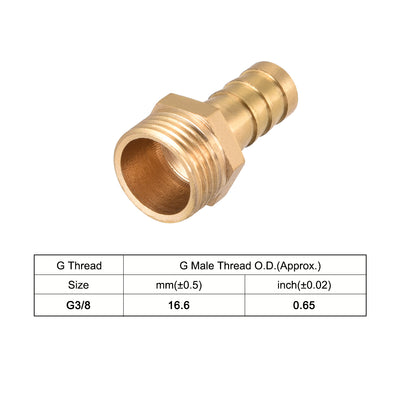 Harfington Uxcell Brass Barb Hose Fitting Connector Adapter 10mm Barbed x G3/8 Male Pipe