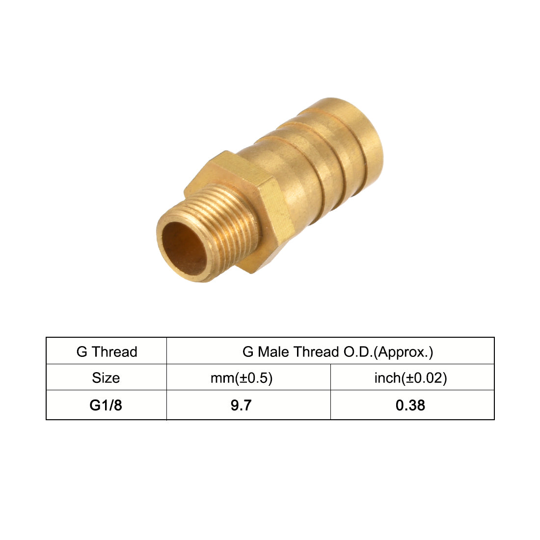 uxcell Uxcell Brass Barb Hose Fitting Connector Adapter 12mm Barbed x G1/8 Male Pipe