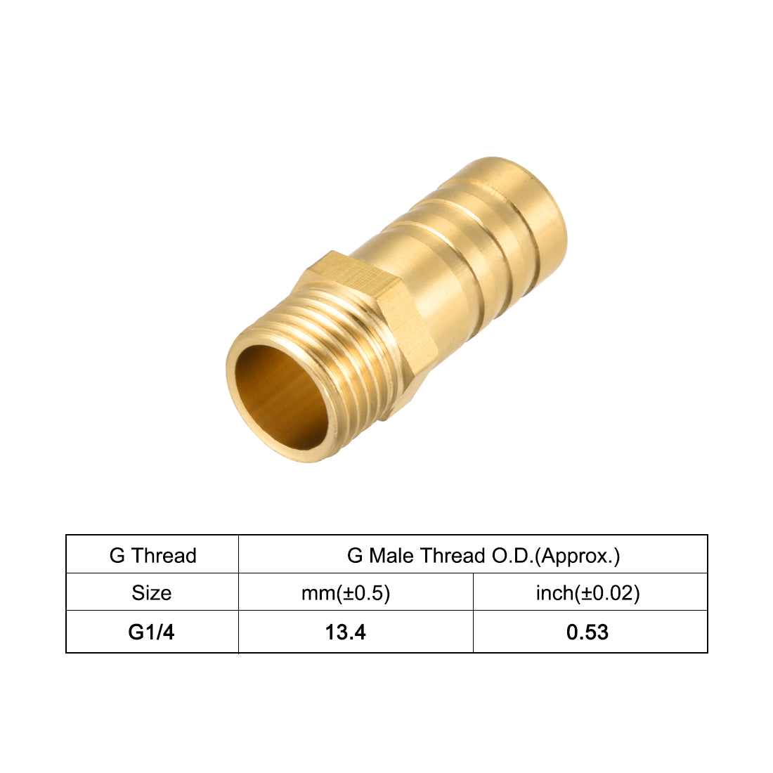 uxcell Uxcell Brass Barb Hose Fitting Connector Adapter 12mm Barbed x G1/4 Male Pipe