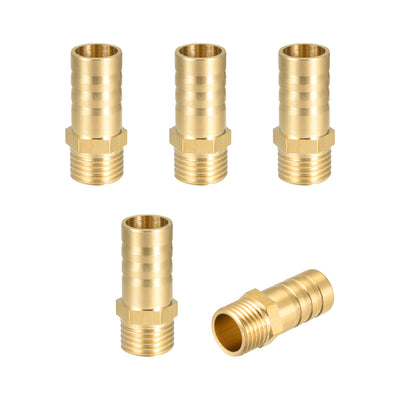 uxcell Uxcell Brass Barb Hose Fitting Connector Adapter 12mm Barbed x G1/4 Male Pipe 5Pcs