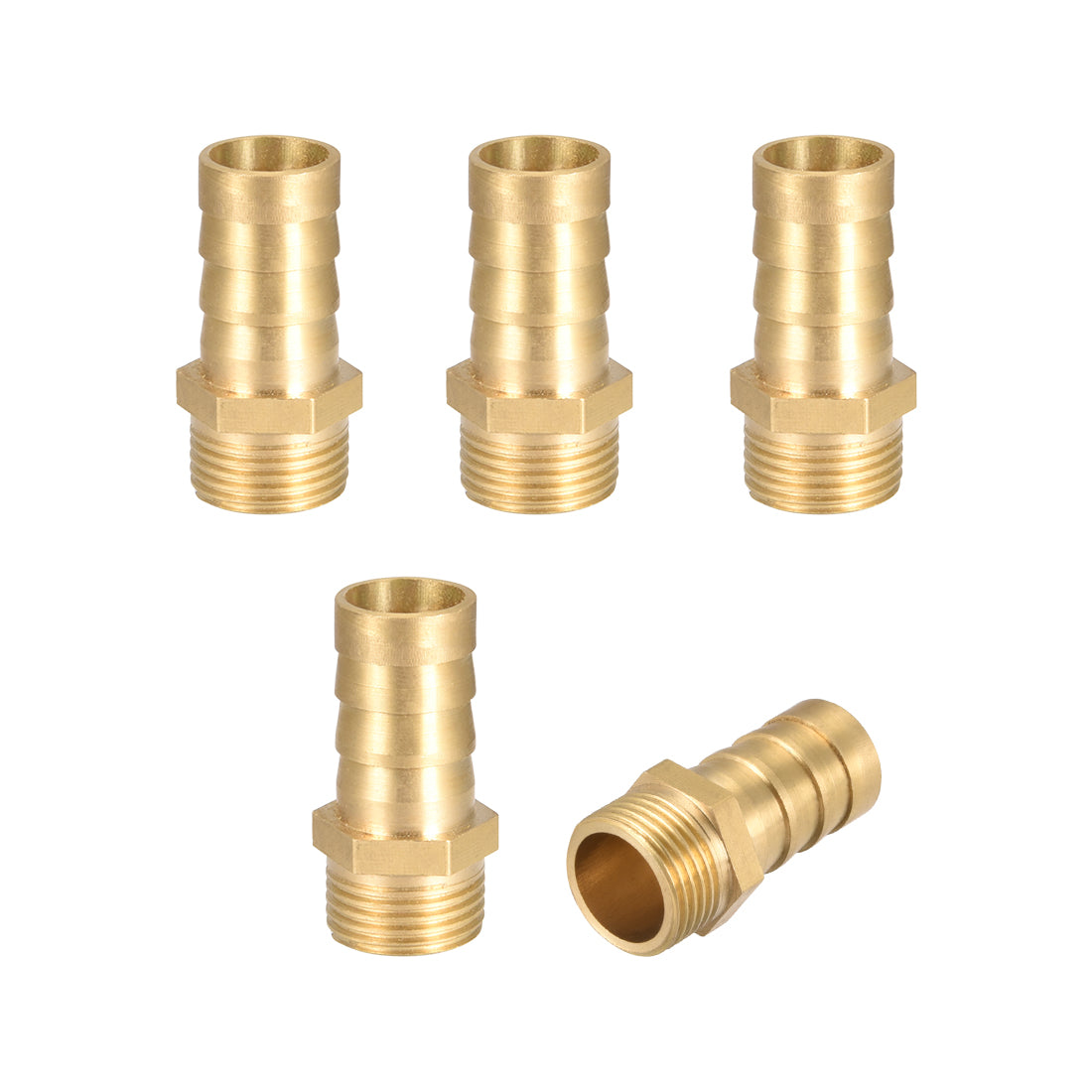 uxcell Uxcell Brass Barb Hose Fitting Connector Adapter 14mm Barbed x G3/8 Male Pipe 5Pcs