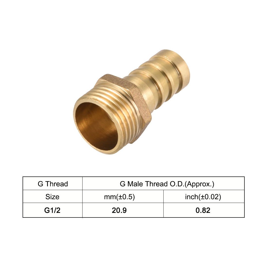 uxcell Uxcell Brass Barb Hose Fitting Connector Adapter 14mm Barbed x 1/2 PT Male Pipe 5Pcs