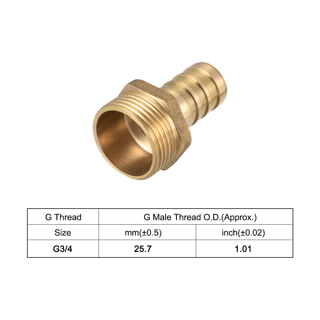 uxcell Uxcell Brass Barb Hose Fitting Connector Adapter 16mm Barbed x G3/4 Male 2pcs