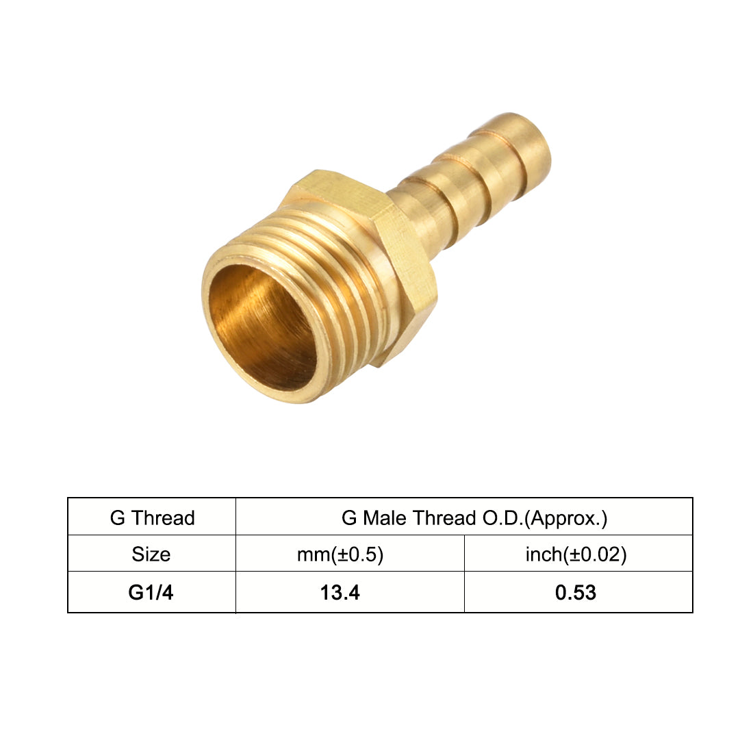 uxcell Uxcell Brass Barb Hose Fitting Connector Adapter 6mm Barbed x G1/4 Male Pipe