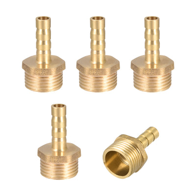 uxcell Uxcell Brass Barb Hose Fitting Connector Adapter 6mm Barbed x G3/8 Male Pipe 5pcs