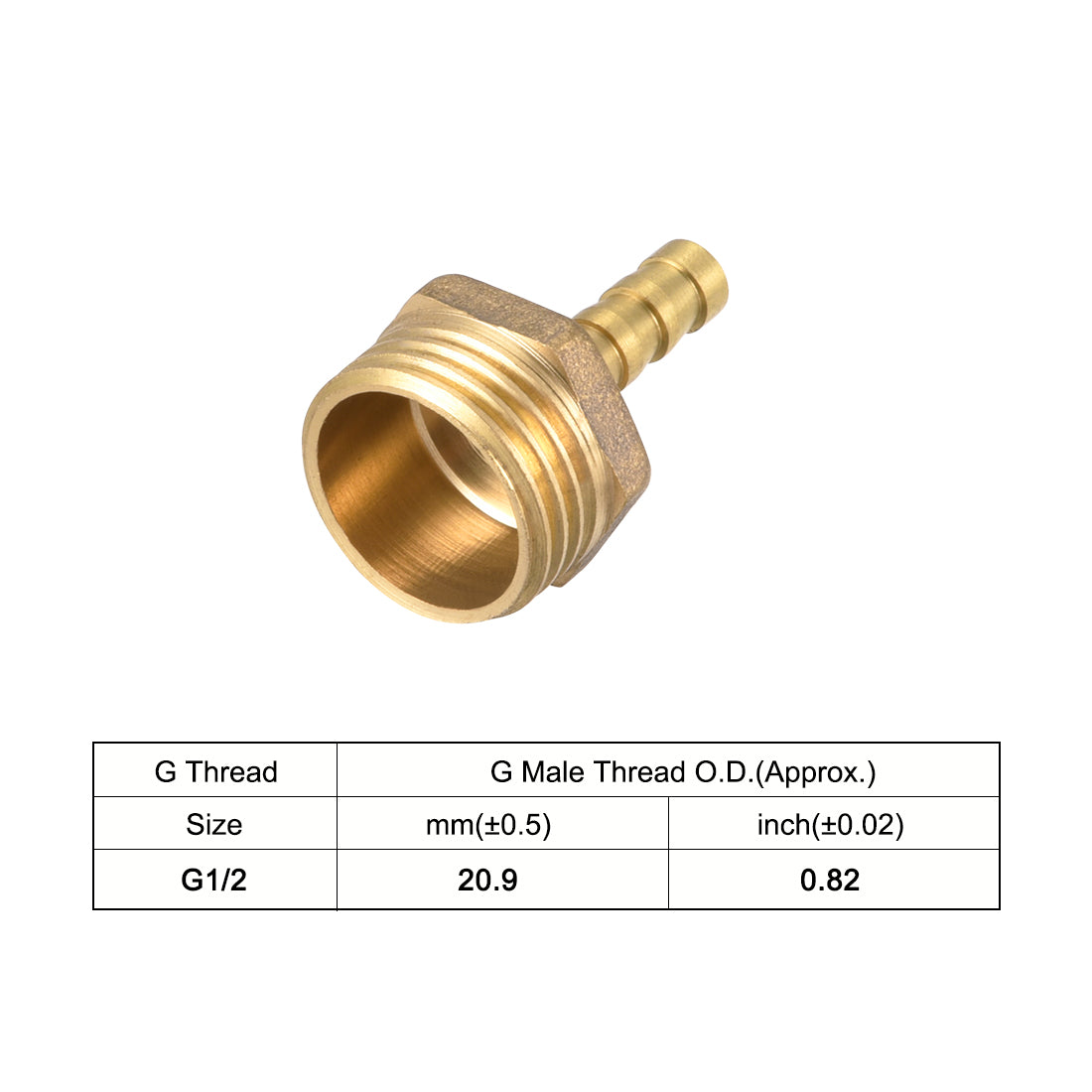 uxcell Uxcell Brass Barb Hose Fitting Connector Adapter 6mm Barbed x G1/2 Male Pipe