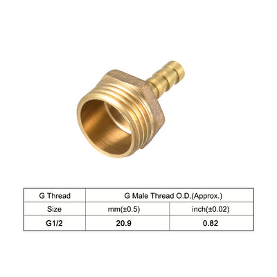 Harfington Uxcell Brass Barb Hose Fitting Connector Adapter 6mm Barbed x G1/2 Male Pipe