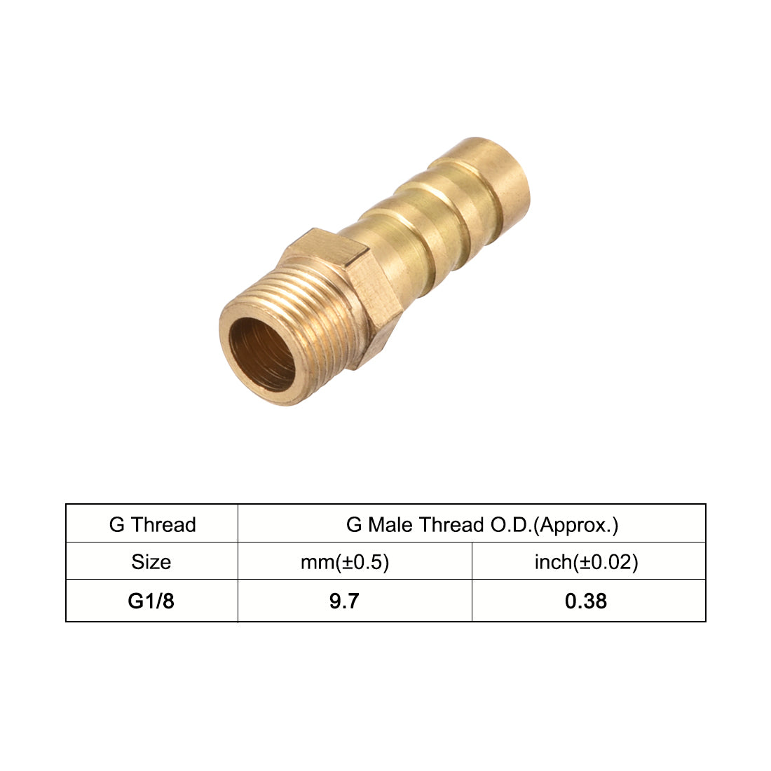 uxcell Uxcell Brass Barb Hose Fitting Connector Adapter 8mm Barbed x G1/8 Male Pipe