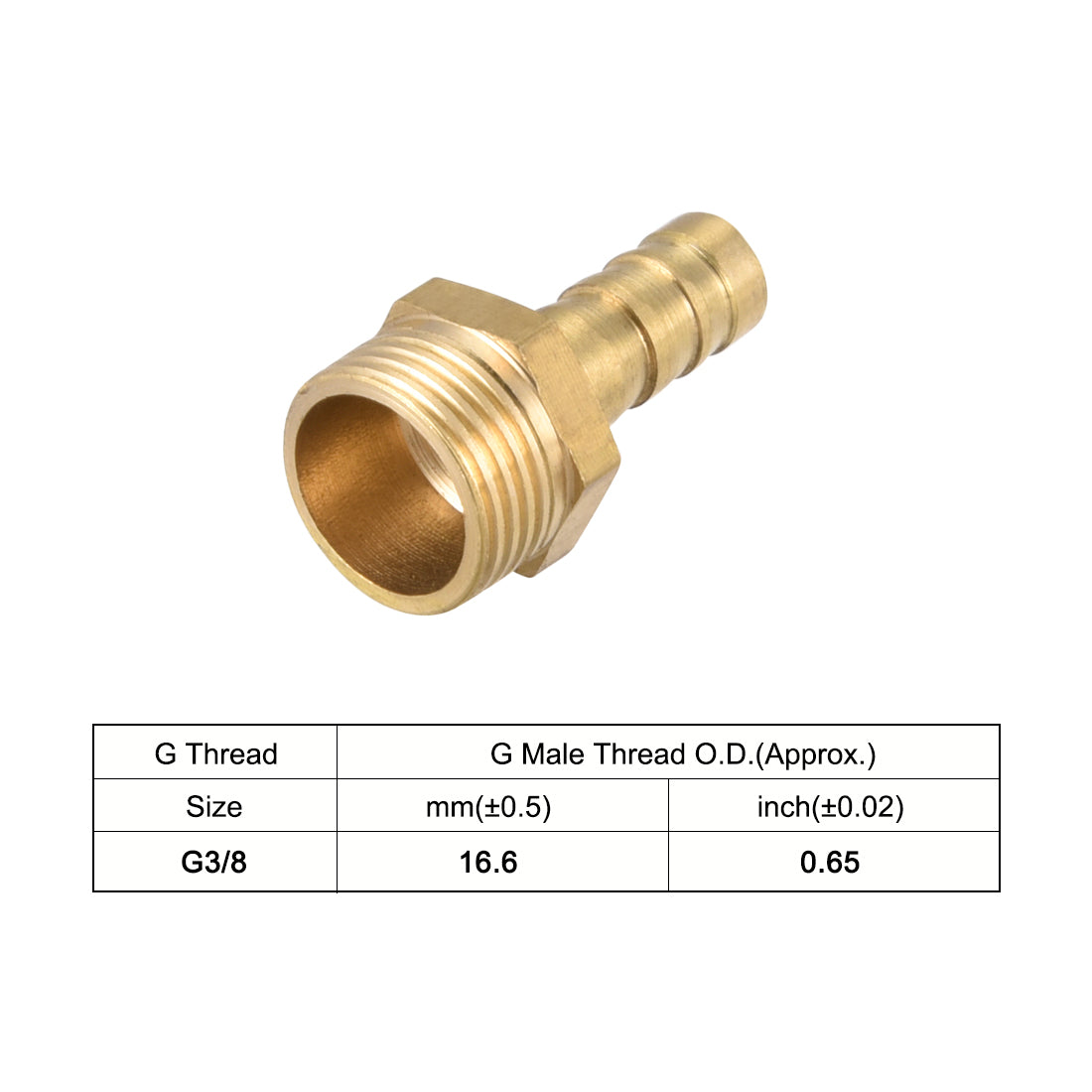 uxcell Uxcell Brass Barb Hose Fitting Connector Adapter 8mm Barbed x G3/8 Male Pipe