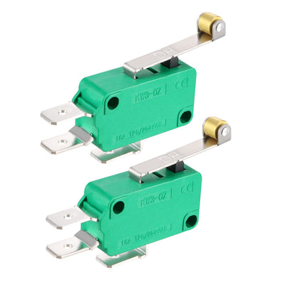 uxcell Uxcell 2PCS KW3-OZ 16A 125/250VAC SPDT NO NC Roller Lever Type Micro Limit Switches