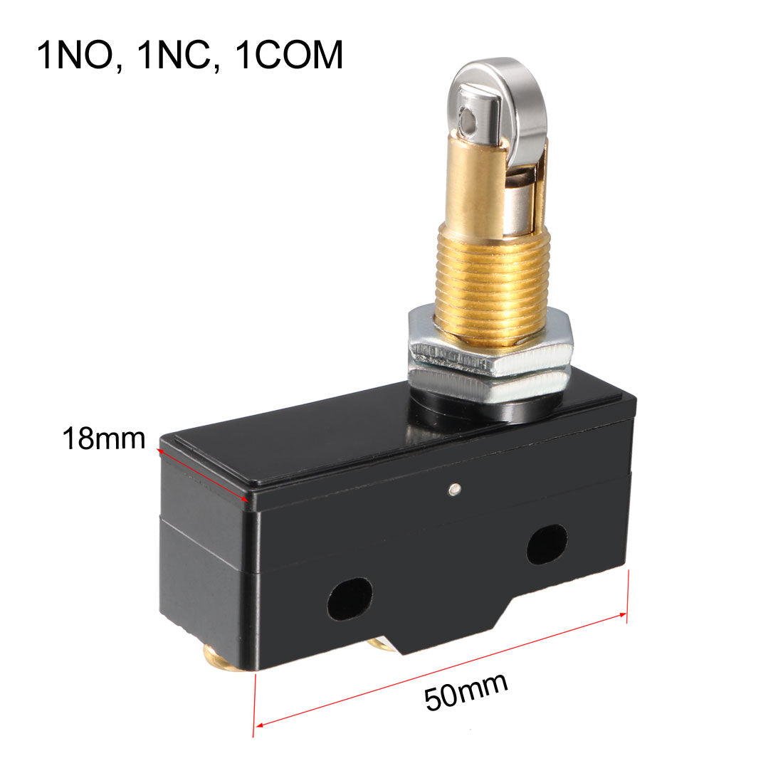 uxcell Uxcell Z-15GQ21-B 1NO + 1NC Panel Mount Roller Plunger Micro Limit Switch