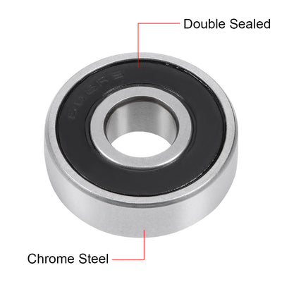 Harfington Uxcell Deep Groove Ball Bearing Double Sealed Chrome Steel P0 Z1 Metric Bearings