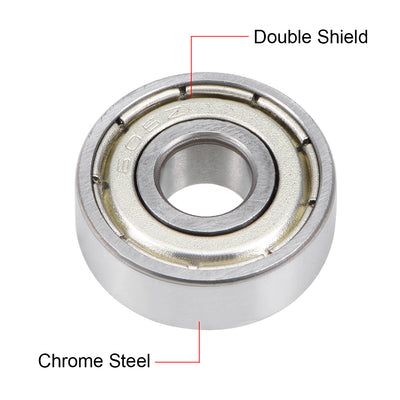 Harfington Uxcell 606ZZ Deep Groove Ball Bearing 6x17x6mm Double Shielded Chrome Bearings 20pcs