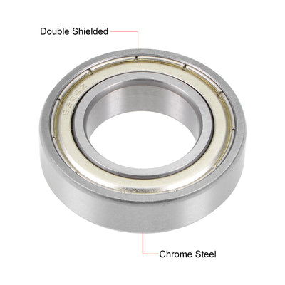 Harfington Uxcell Deep Groove Ball Bearing Double Shielded Chrome Metric Bearings P0 Z1