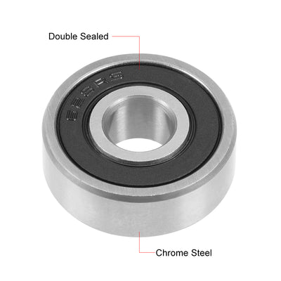 Harfington Uxcell Deep Groove Ball Bearings Metric Double Seal Chrome Steel ABEC1 Z1