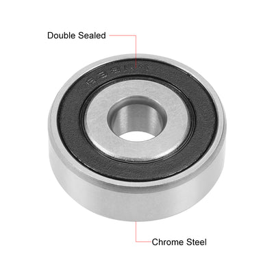 Harfington Uxcell Deep Groove Ball Bearings Metric Double Seal Chrome Steel ABEC1 Z1