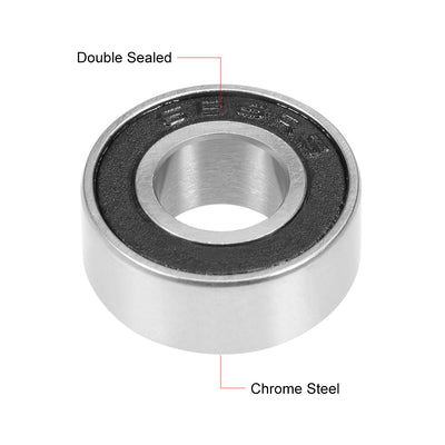 Harfington Uxcell Deep Groove Ball Bearings Metric Double Seal Chrome Steel ABEC1 Z1