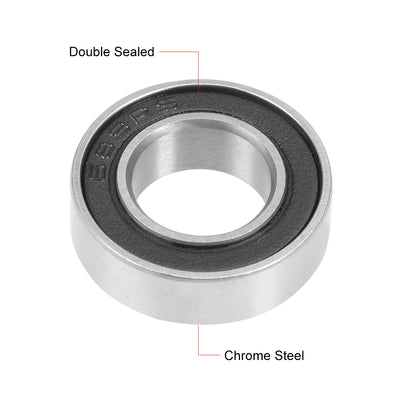 Harfington Uxcell Deep Groove Ball Bearings Metric Double Seal Chrome Steel ABEC1 Z1