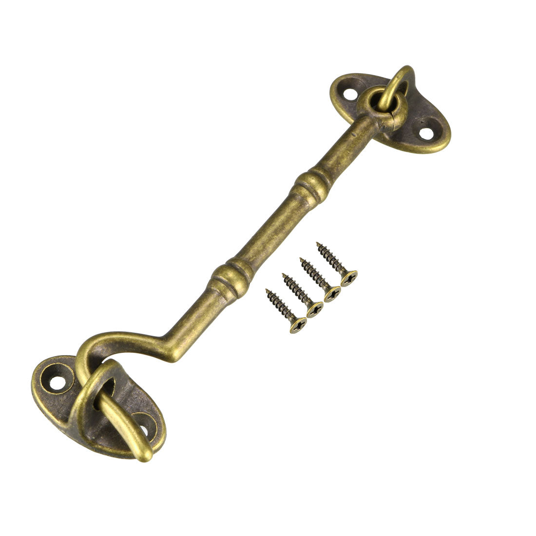 uxcell Uxcell 4.1" Cabin Hooks Eye Latch Door Gate Swivel Window Brass Hook with Mounting Screws Antique Bronze 1pcs