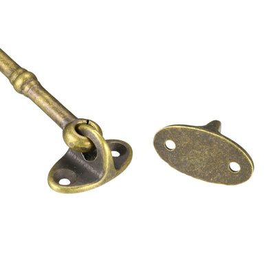 Harfington Uxcell 4.1" Cabin Hooks Eye Latch Door Gate Swivel Window Brass Hook with Mounting Screws Antique Bronze 1pcs