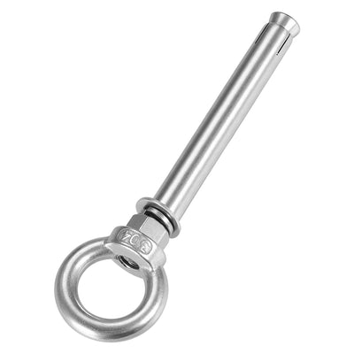 Harfington Uxcell M12 x 150 Expansion Eyebolt Eye Nut Screw with Ring Anchor Raw Bolts 1 Pcs