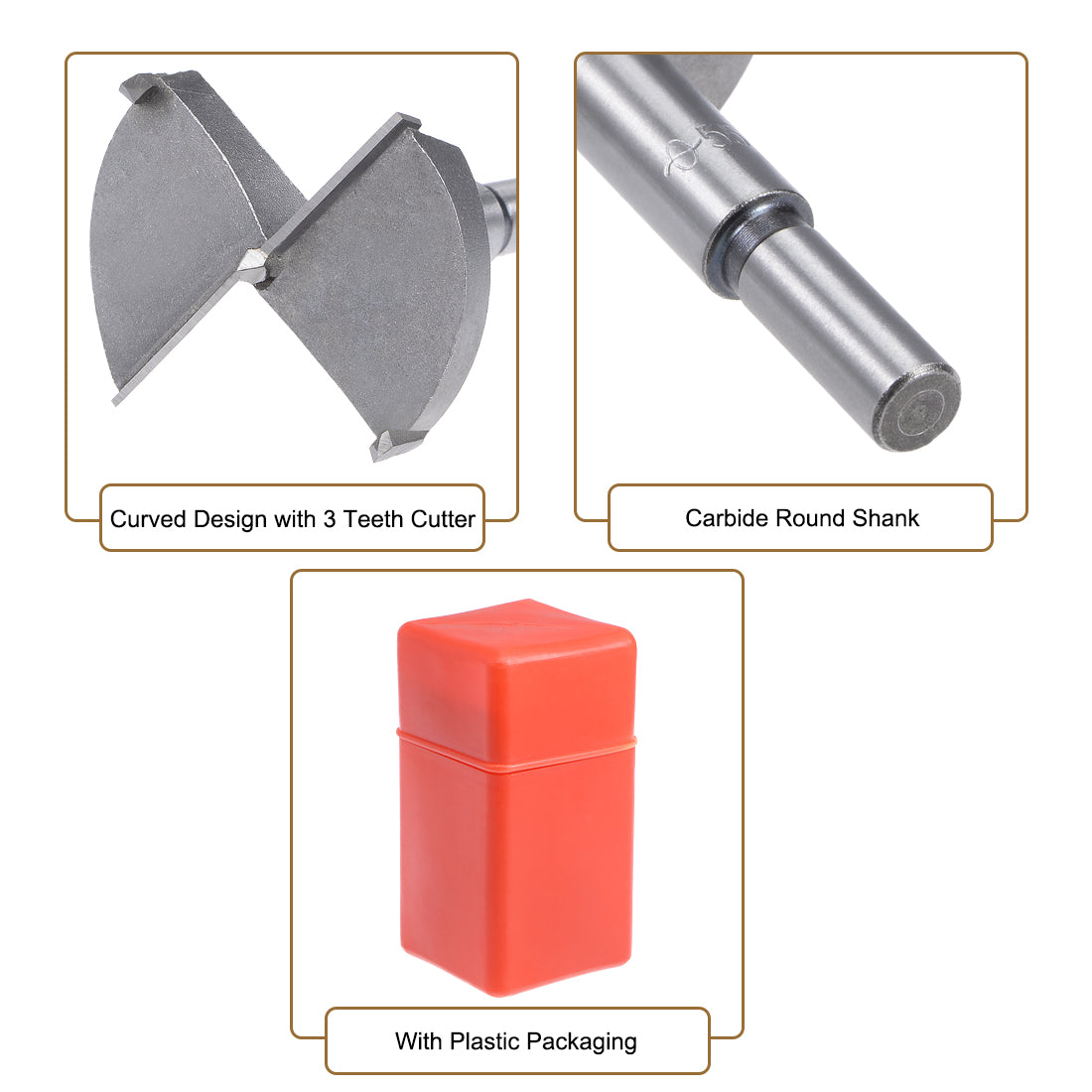 uxcell Uxcell Forstner Wood Boring Drill Bits 55mm Dia. Hole Saw Carbide Tip Round Shank Cutting for Hinge Plywood MDF CNC Tool