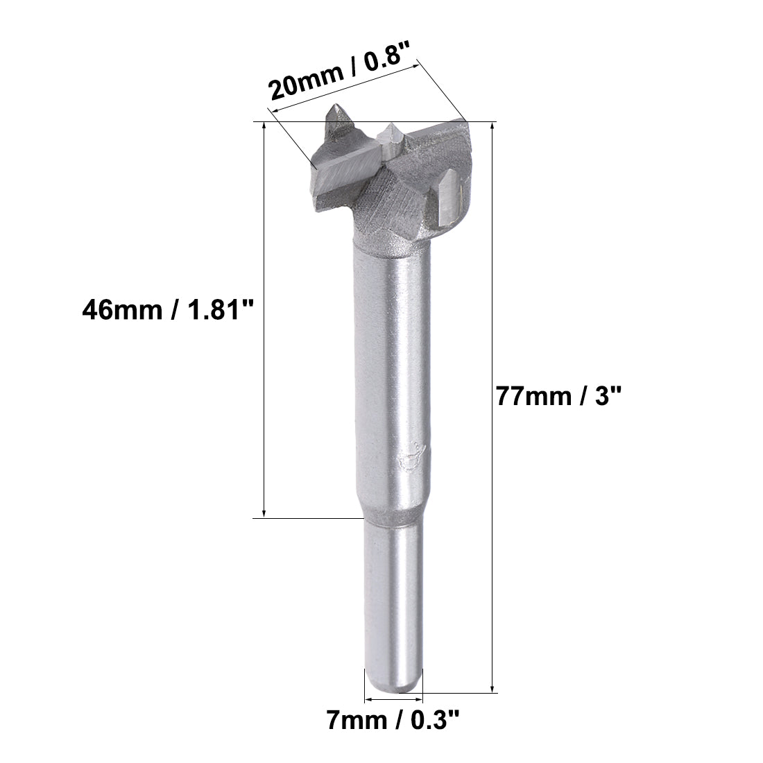 uxcell Uxcell Forstner Wood Boring Drill Bits 20mm Dia Hole Saw Carbide Tip Round Shank Cutting for Hinge Plywood MDF CNC Tool