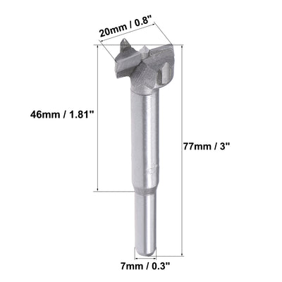 Harfington Uxcell Forstner Wood Boring Drill Bits 20mm Dia Hole Saw Carbide Tip Round Shank Cutting for Hinge Plywood MDF CNC Tool