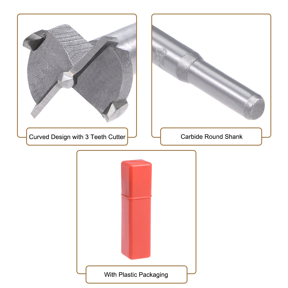 uxcell Uxcell Forstner Wood Boring Drill Bits 20mm Dia Hole Saw Carbide Tip Round Shank Cutting for Hinge Plywood MDF CNC Tool