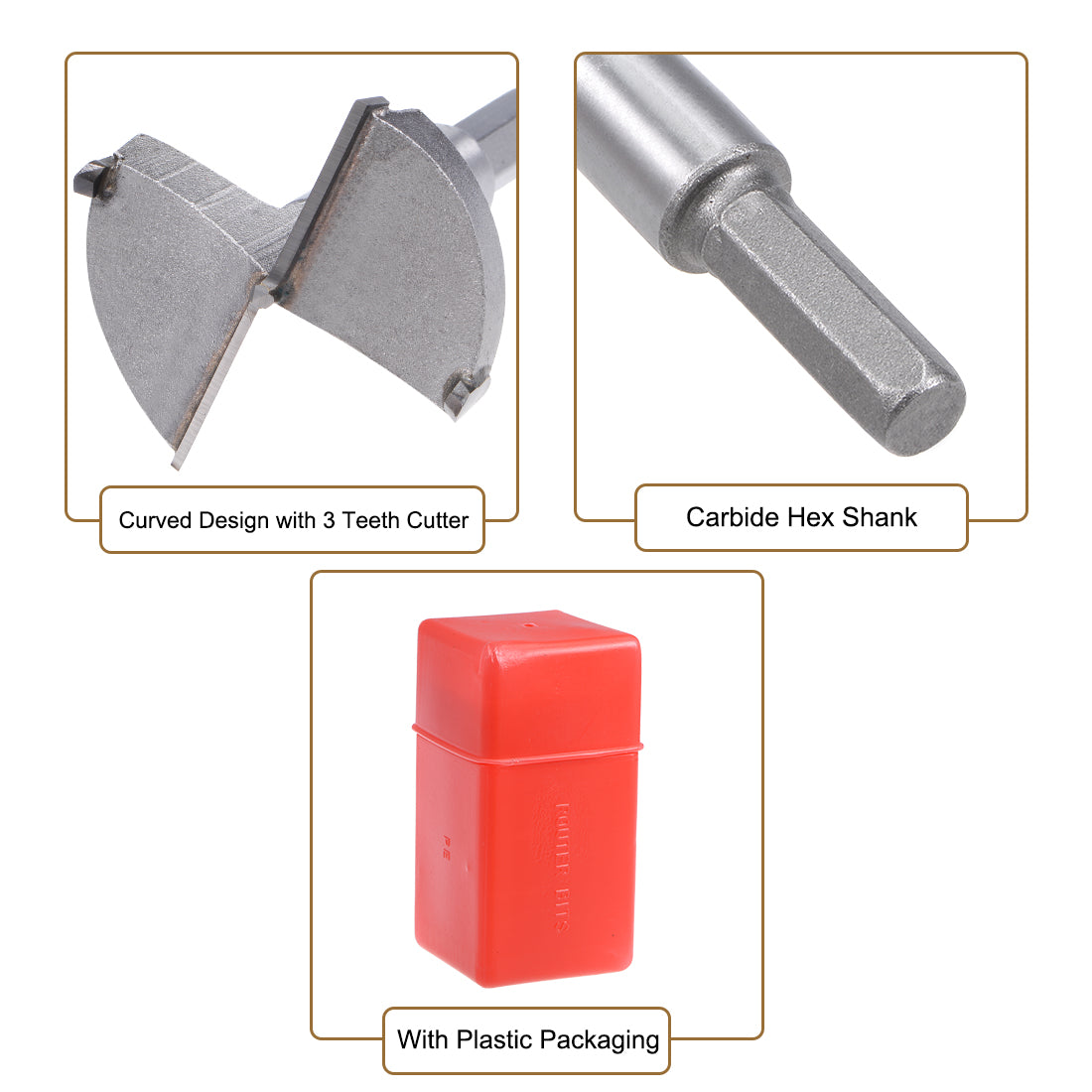 Harfington Forstner Wood Boring Drill Bits Hole Saw Carbide Tip Hexagon Shank Cutting for Hinge Plywood MDF CNC Tool