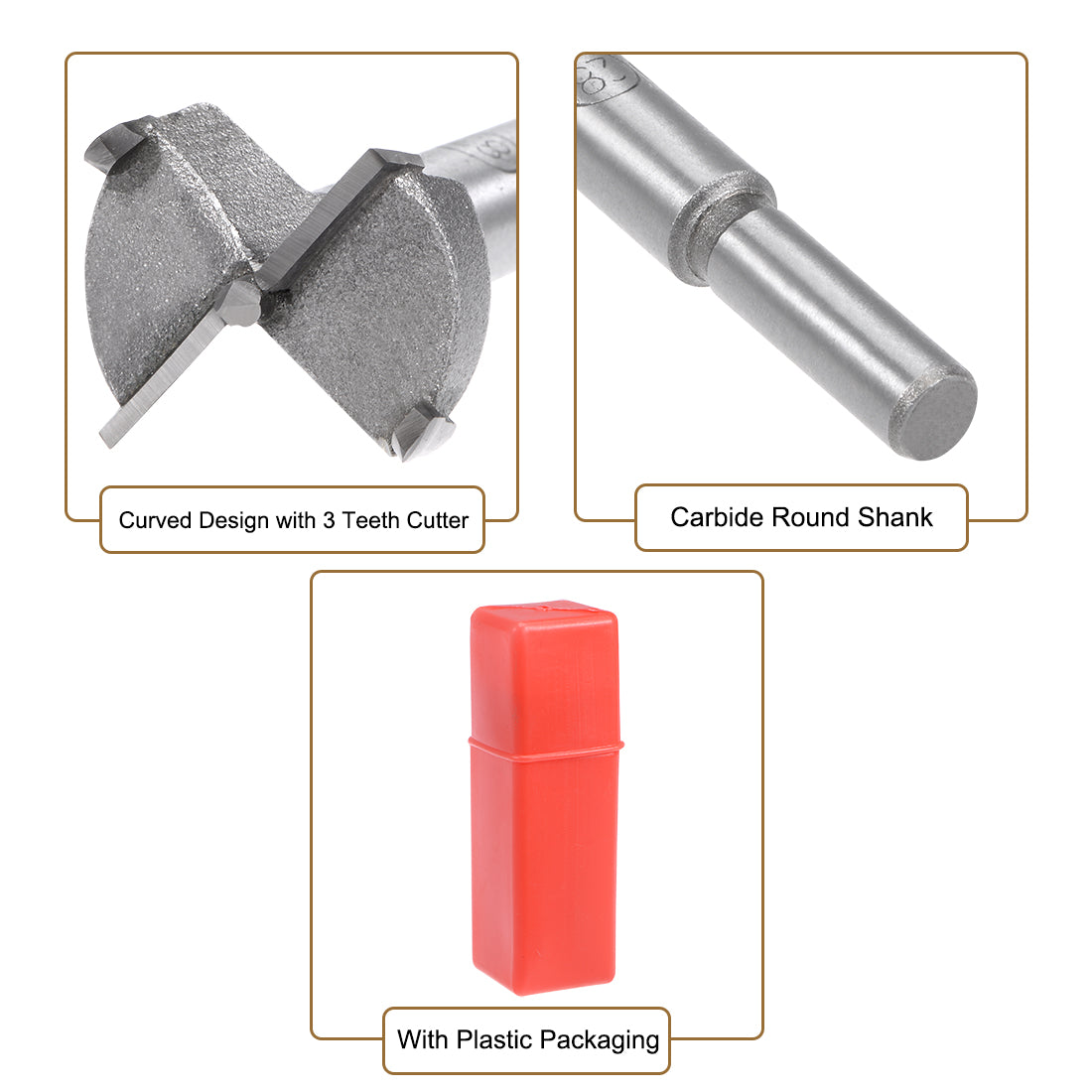 Harfington Forstner Wood Boring Drill Bits Hole Saw Carbide Tip Hexagon Shank Cutting for Hinge Plywood MDF Tool