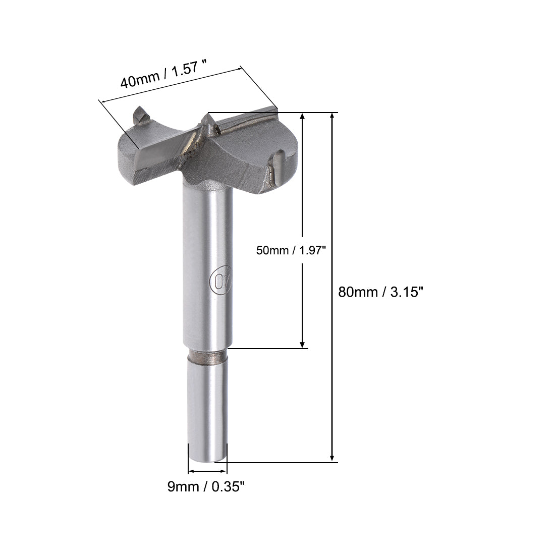 uxcell Uxcell Forstner Wood Boring Drill Bits 40mm Dia. Hole Saw Carbide Tip 9mm Round Shank Cutting for Hinge Plywood MDF CNC Tool 2Pcs