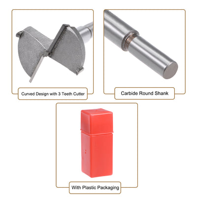 Harfington Uxcell Forstner Wood Boring Drill Bits 40mm Dia. Hole Saw Carbide Tip 9mm Round Shank Cutting for Hinge Plywood MDF CNC Tool 2Pcs