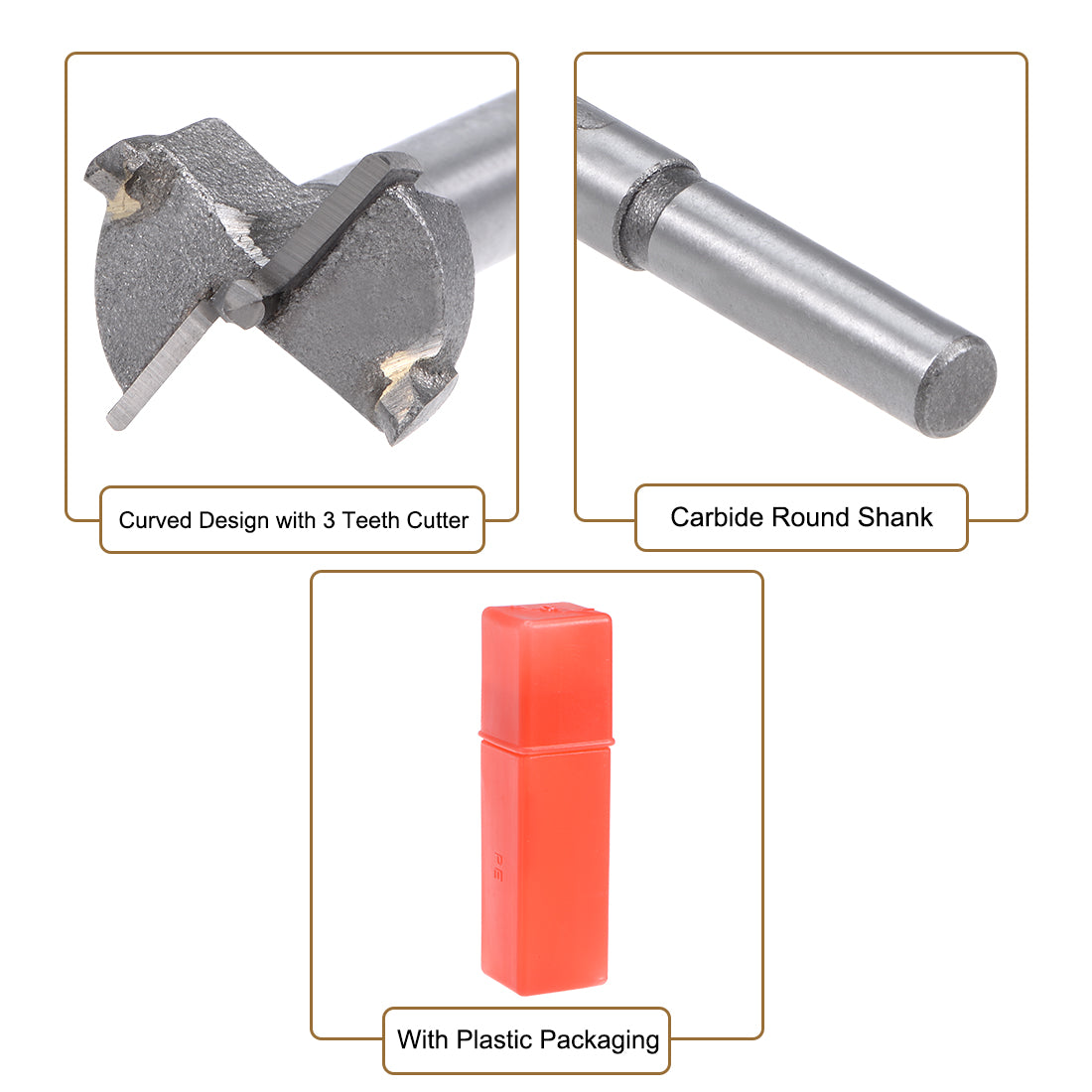 Harfington Forstner Wood Boring Drill Bits Hole Saw Carbide Tip Hexagon Shank Cutting for Hinge Plywood MDF Tool