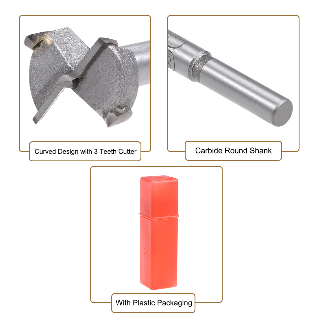 Harfington Forstner Wood Boring Drill Bits Hole Saw Carbide Tip Hexagon Shank Cutting for Hinge Plywood MDF Tool