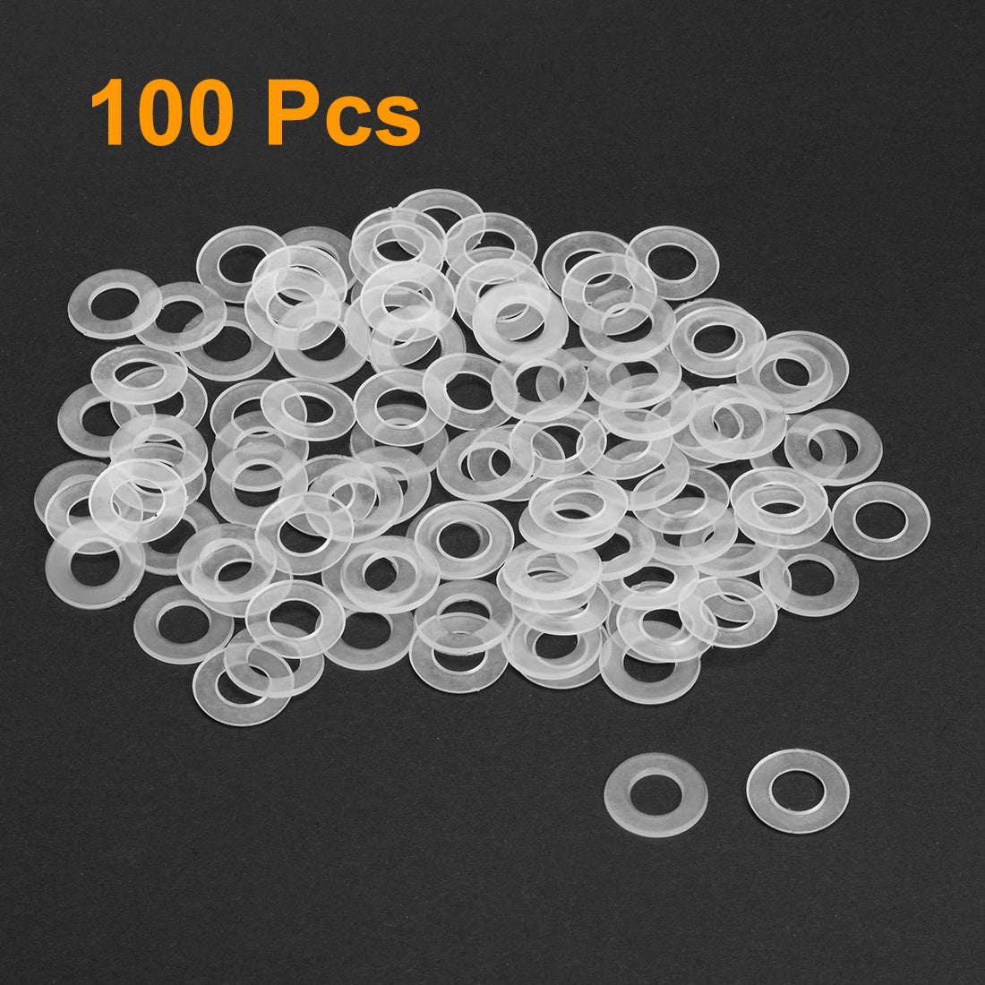 uxcell Uxcell 100Stk. Nylon Flache Unterlegscheiben Schraubenbolzen 8mm OD 1mm dick klar