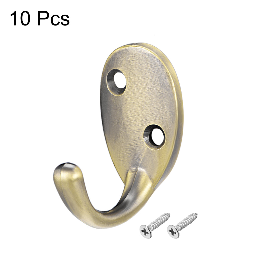 uxcell Uxcell 10 Pcs Wall Mounted Hook Robe Hooks Single Coat Hanger, Zinc Alloy, Bronze Tone