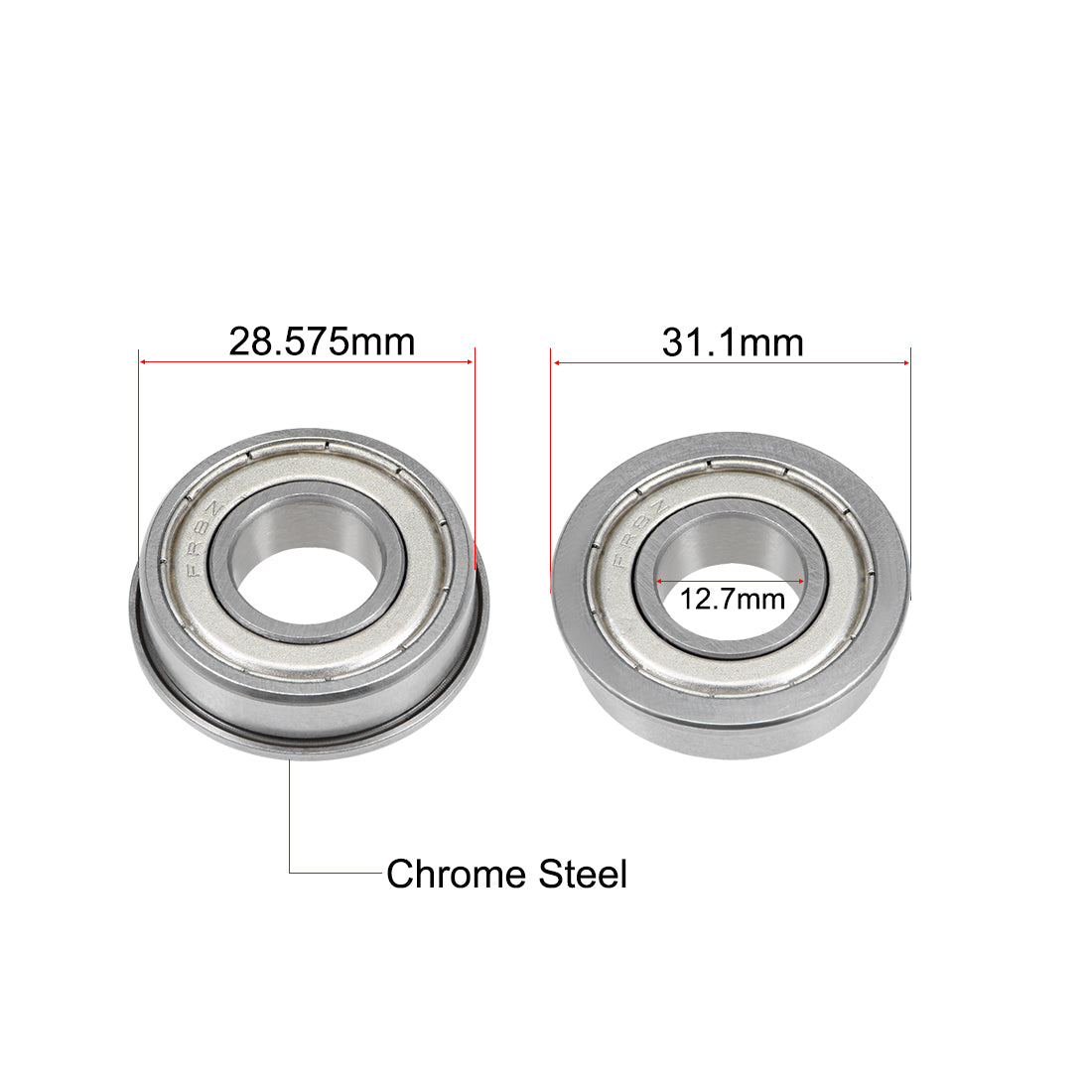 uxcell Uxcell Flange Deep Groove Ball Bearings Inch Double Shielded Chrome Steel