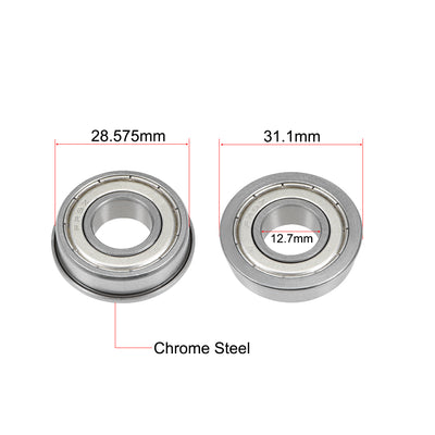 Harfington Uxcell Flange Deep Groove Ball Bearings Inch Double Shielded Chrome Steel