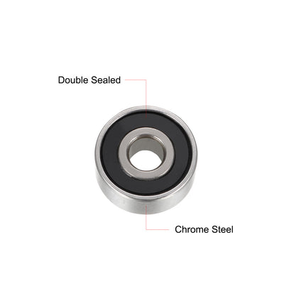 Harfington Uxcell Deep Groove Ball Bearings Double Sealed Chrome Steel P0 Z1