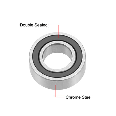 Harfington Uxcell Deep Groove Ball Bearings Double Sealed Chrome Steel P0 Z1